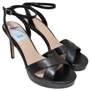 BCBGeneration Women Niada Ankle Strap Platform Sandals Size US 9M Black Lizard